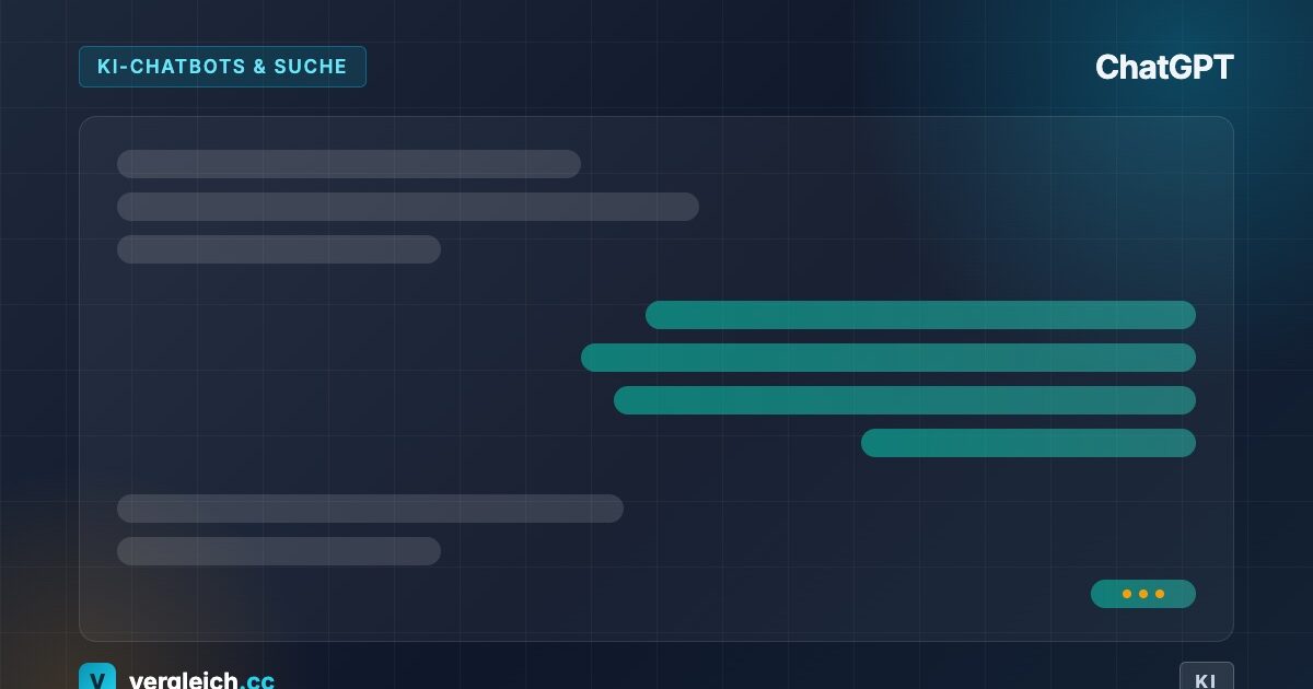 ChatGPT, KI-Chatbots und Suche: stilisierte Chatoberflaeche, KI-generierte Grafik | vergleich.cc