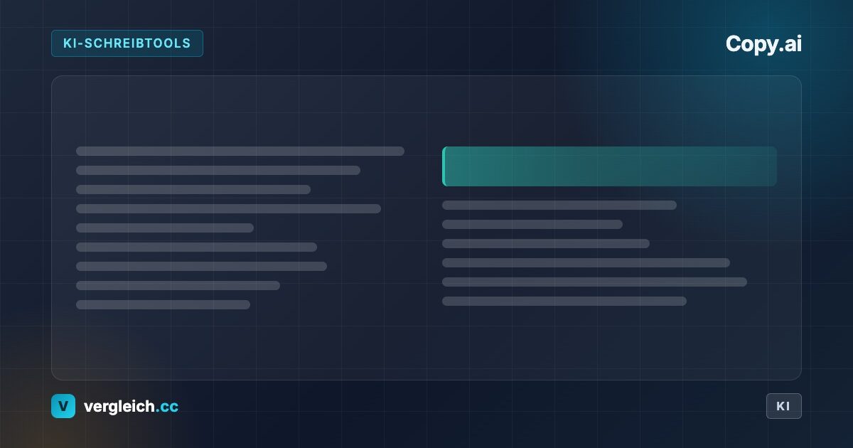 Copy.ai, KI-Schreibtools: stilisiertes Textdokument, KI-generierte Grafik | vergleich.cc