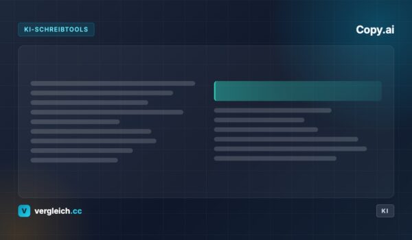 Copy.ai, KI-Schreibtools: stilisiertes Textdokument, KI-generierte Grafik | vergleich.cc