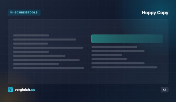 Hoppy Copy, KI-Schreibtools: stilisiertes Textdokument, KI-generierte Grafik | vergleich.cc