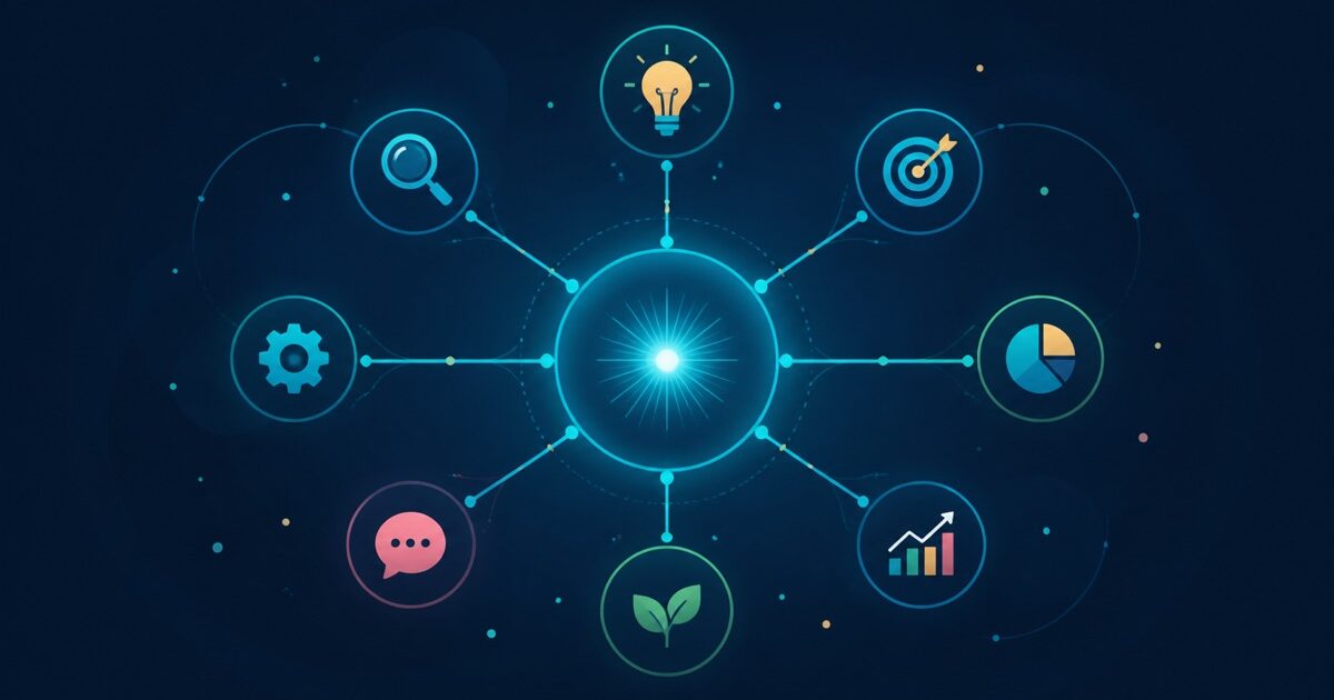 Illustration zum Ratgeber Brainstorming mit KI, Kategorie KI-Ratgeber | vergleich.cc