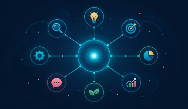 Illustration zum Ratgeber Brainstorming mit KI, Kategorie KI-Ratgeber | vergleich.cc
