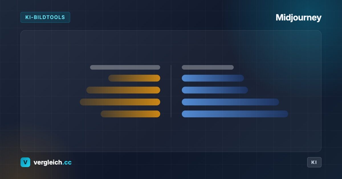 Midjourney, KI-Bildtools: stilisierter Toolvergleich, KI-generierte Grafik | vergleich.cc