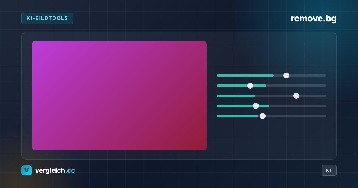 remove.bg, KI-Bildtools: stilisierte Bildbearbeitung, KI-generierte Grafik | vergleich.cc