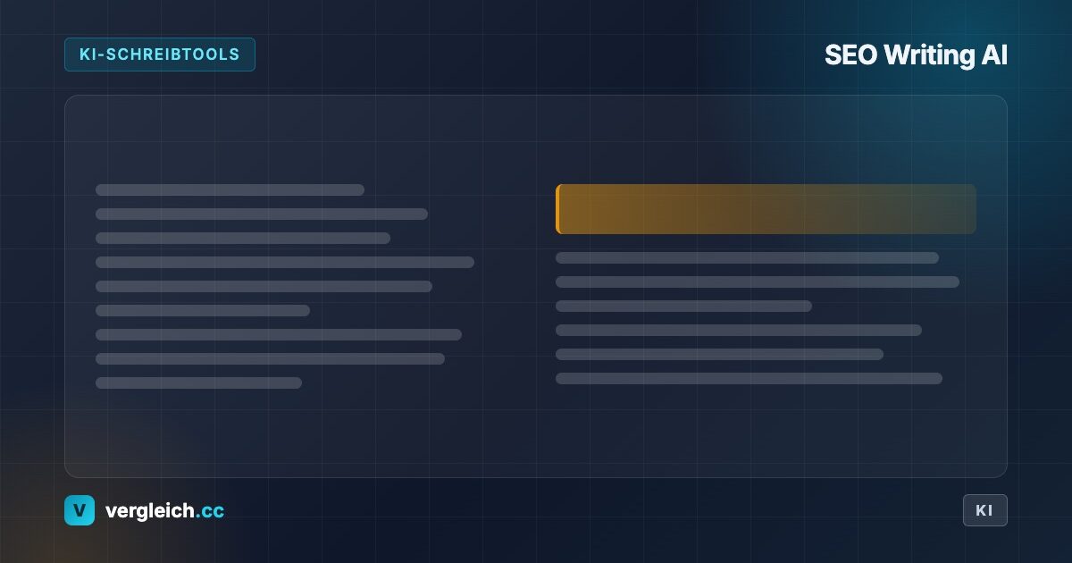 SEO Writing AI, KI-Schreibtools: stilisiertes Textdokument, KI-generierte Grafik | vergleich.cc