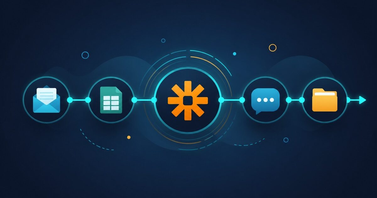 Illustration zum Testbericht über Zapier, Kategorie KI-Produktivität | vergleich.cc