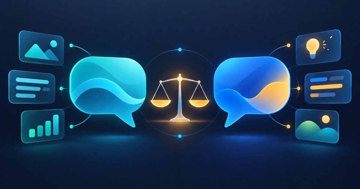 Illustration zum Toolvergleich Gemini vs. ChatGPT 2026, Kategorie KI-Chatbots & Suche | vergleich.cc